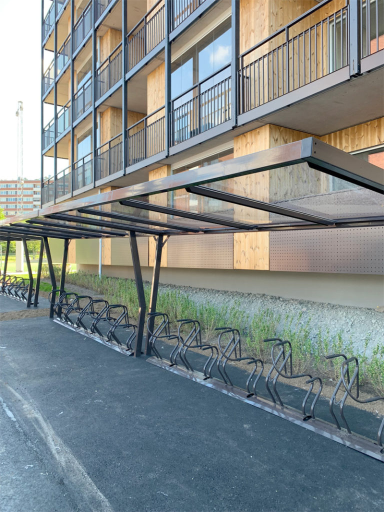 Installerad cykelparkering på NCC – Brf Solhagaparken